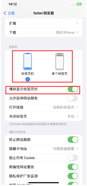 达日苹果手机维修分享Safari浏览器如何切换标签栏位置 
